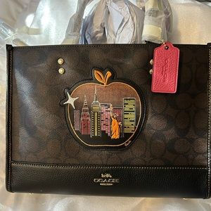 Coach Dempsey carryall in Signature canvas with  Souvenir Skyline Apple